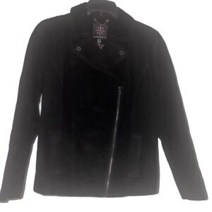 Issac Mizrahi Live Leather Suede Jacket Moto Blazer Size 8